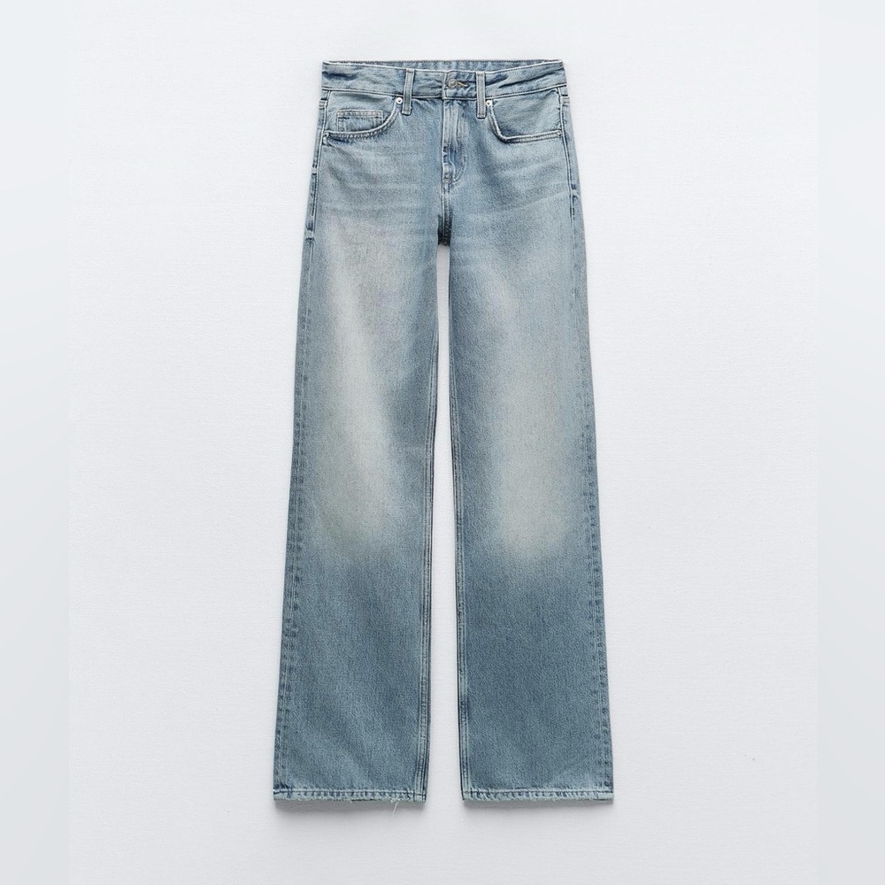 Zara Full length Mid-Rise Wide Leg Jeans